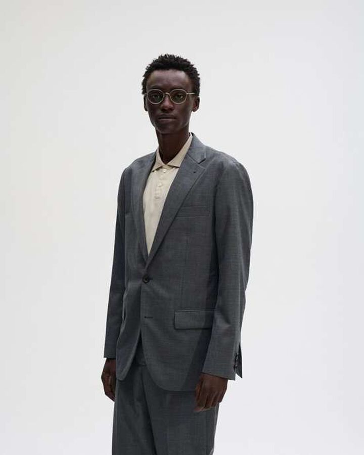 SUMMER MERINO WOOL STANDARD 2BUTTON JACKET,GRAY, medium image number 4