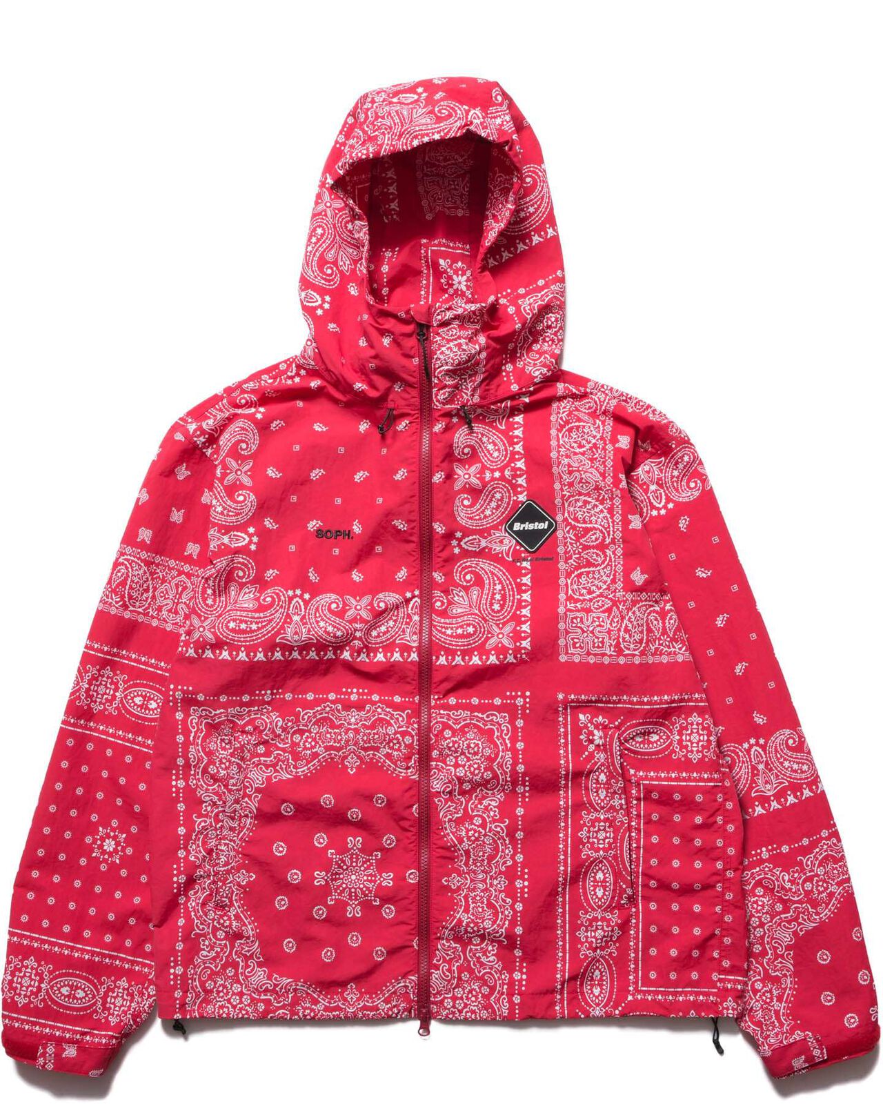 BANDANA NYLON HOODED BLOUSON,RED, large image number 0