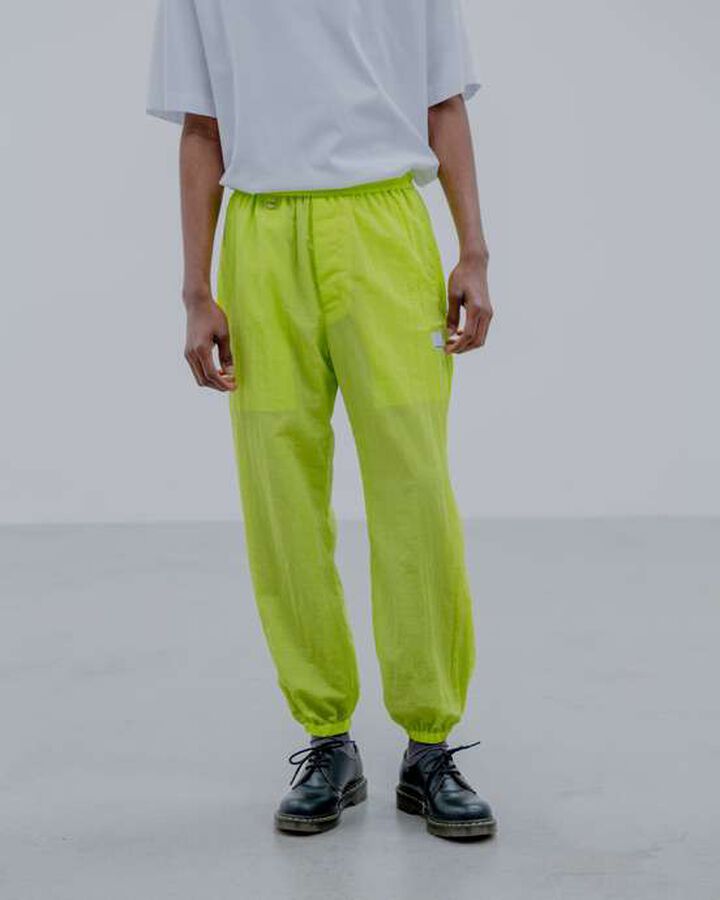 CRYSTAL NYLON LOOSE FIT JOGGER PANTS,YELLOW, medium image number 4