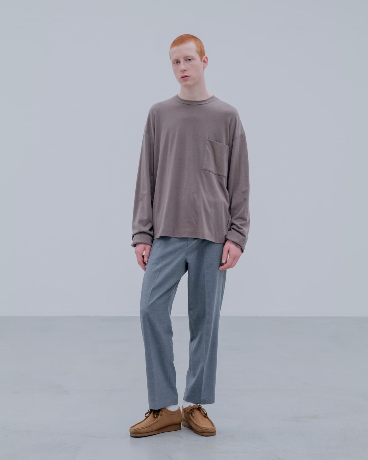 STRETCH WOOL SIDE POCKET TAPERED PANTS,GRAY, large image number 5