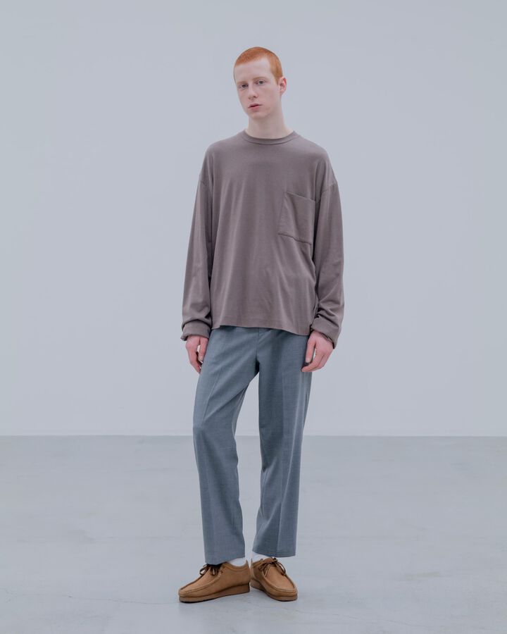 STRETCH WOOL SIDE POCKET TAPERED PANTS,GRAY, medium image number 5