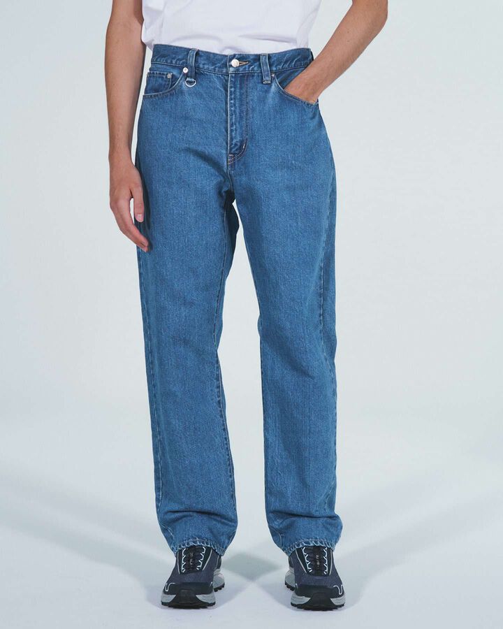 WASHED LINEN DENIM STANDARD PANTS,INDIGO, medium image number 7