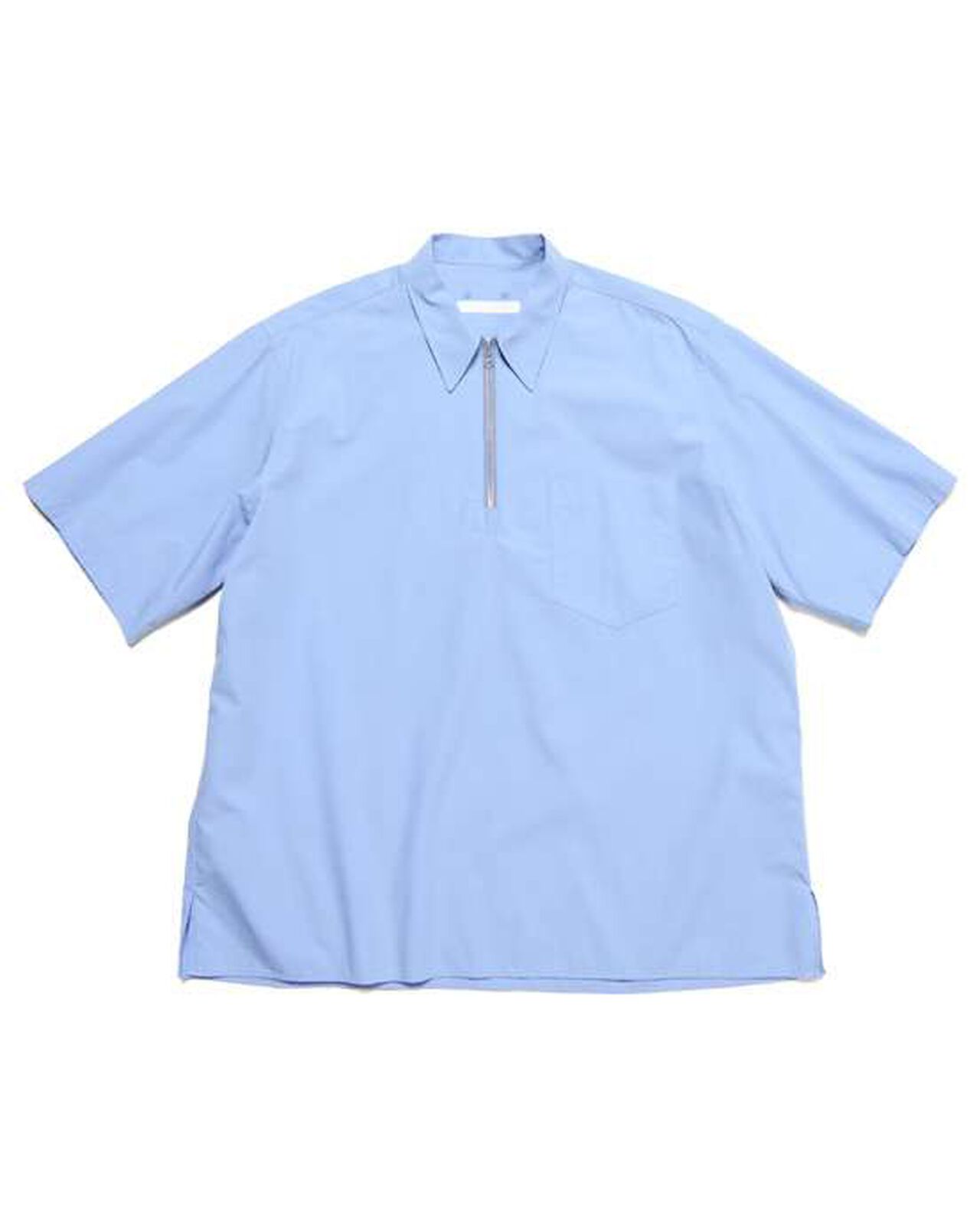 ORGANIC COTTON HALF ZIP S/S SHIRT,LIGHT BLUE, large image number 0