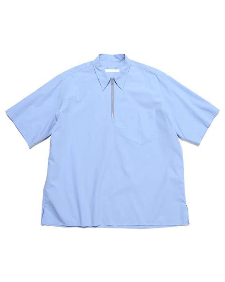 ORGANIC COTTON HALF ZIP S/S SHIRT,LIGHT BLUE, medium
