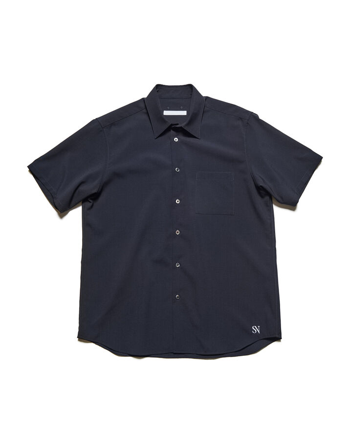 HIGH-TWIST REGULAR-FIT S/S SHIRT,NAVY, medium