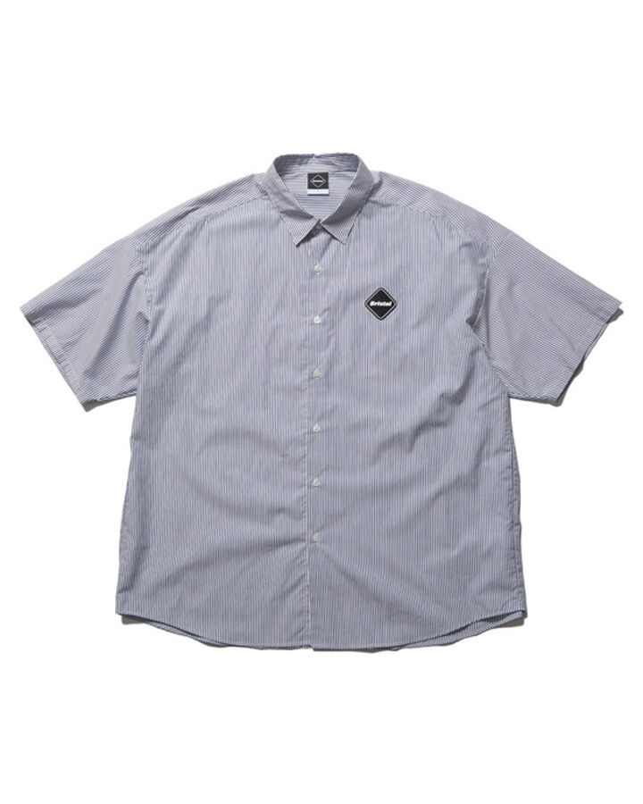 BIG LOGO S/S BAGGY SHIRT,NAVYSTRIPE, medium