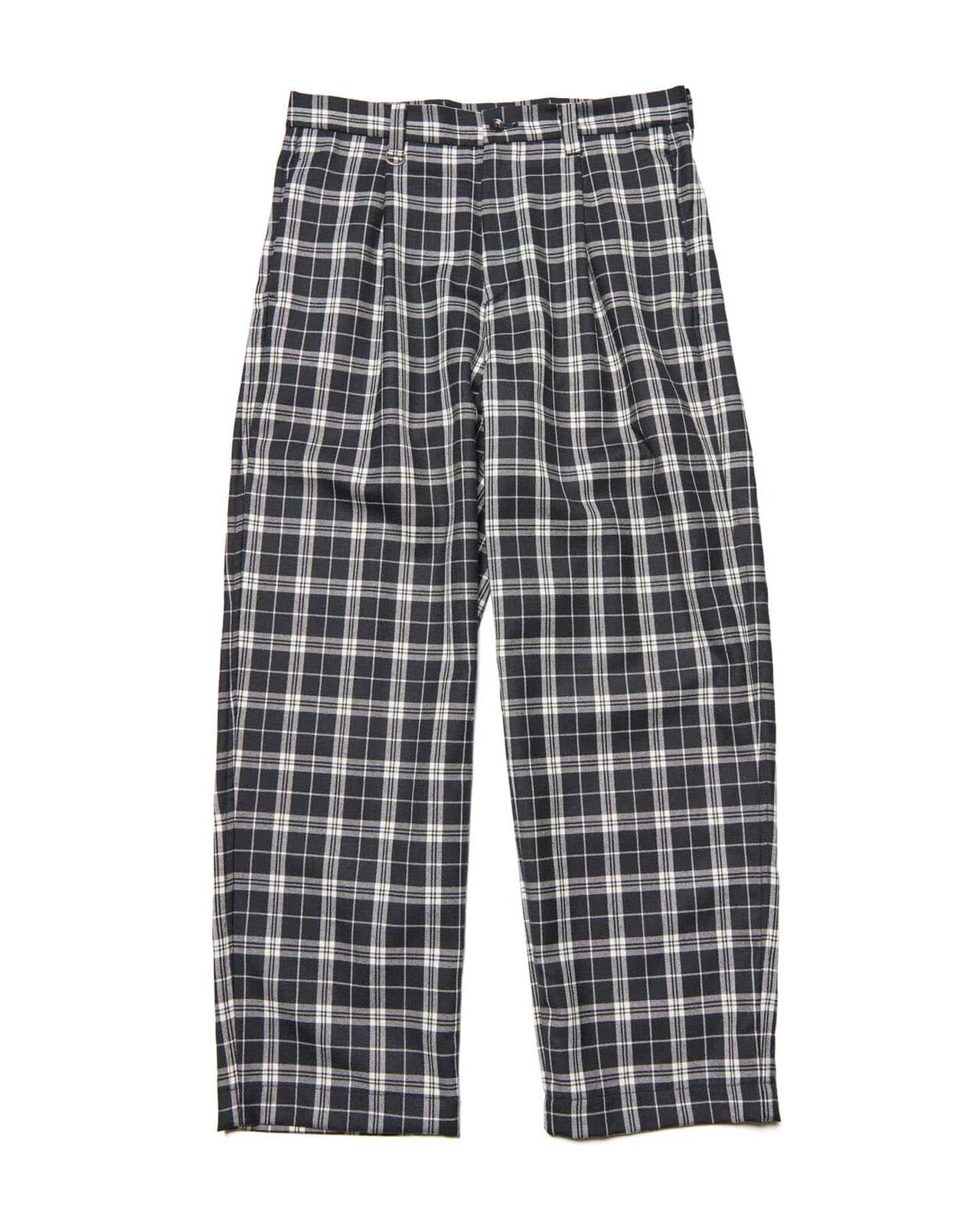 SAXONY WOOL CHECK RELAX-FIT TUCK SLACKS,A, large image number 0