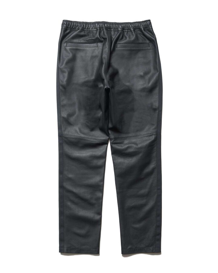 LEATHER TRACK PANTS,BLACK, medium image number 2