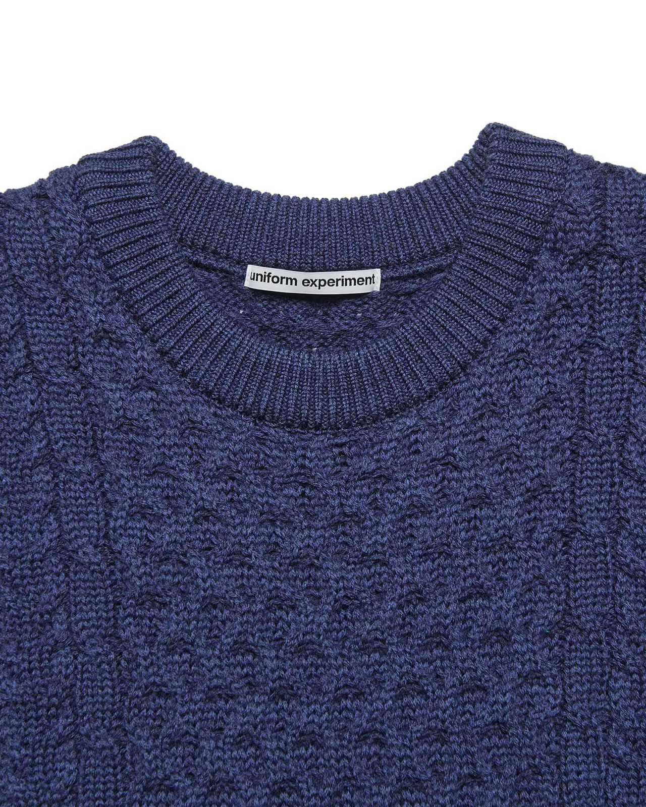 STAR PRINT CHECK PANELED CABLE KNIT,NAVY, large image number 5