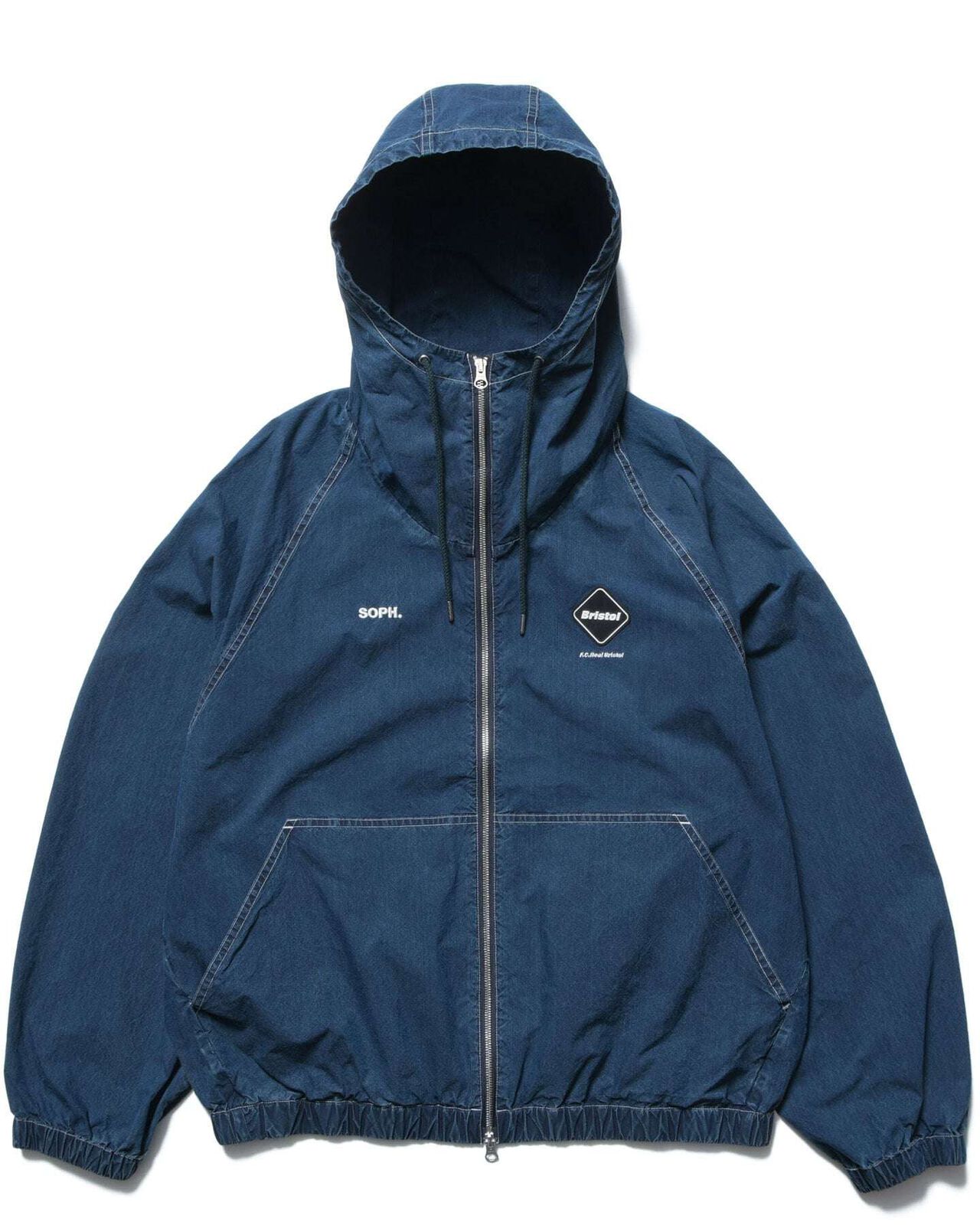 WASHED CRISP DENIM HOODED BLOUSON,INDIGO, large image number 0