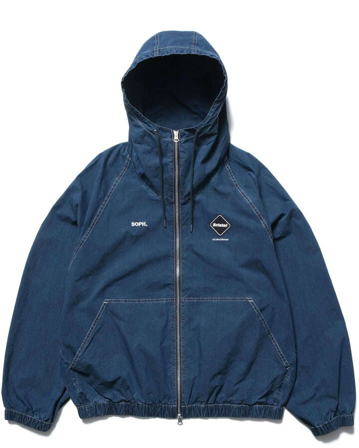 WASHED CRISP DENIM HOODED BLOUSON,INDIGO, medium