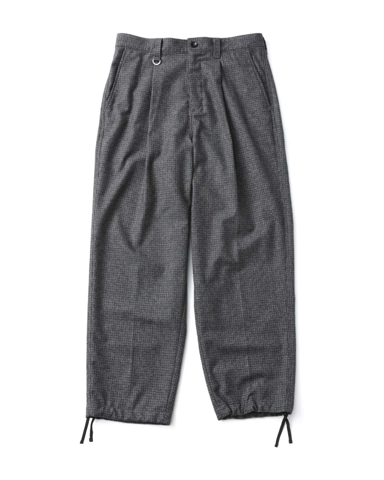 MELANGE TWEED GUNCLUB CHECK 1TUCK WIDE TAPERED PANTS,BLACK, large image number 0