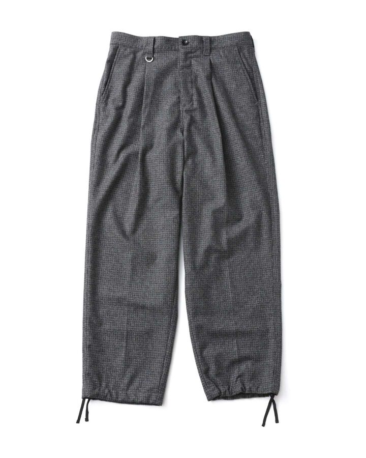 MELANGE TWEED GUNCLUB CHECK 1TUCK WIDE TAPERED PANTS,BLACK, medium