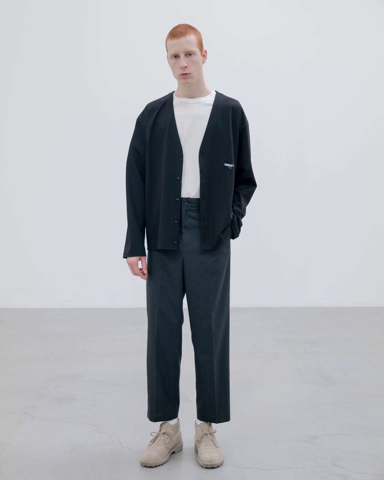 STRETCH WOOL SIDE POCKET TAPERED PANTS,BLACK, large image number 5