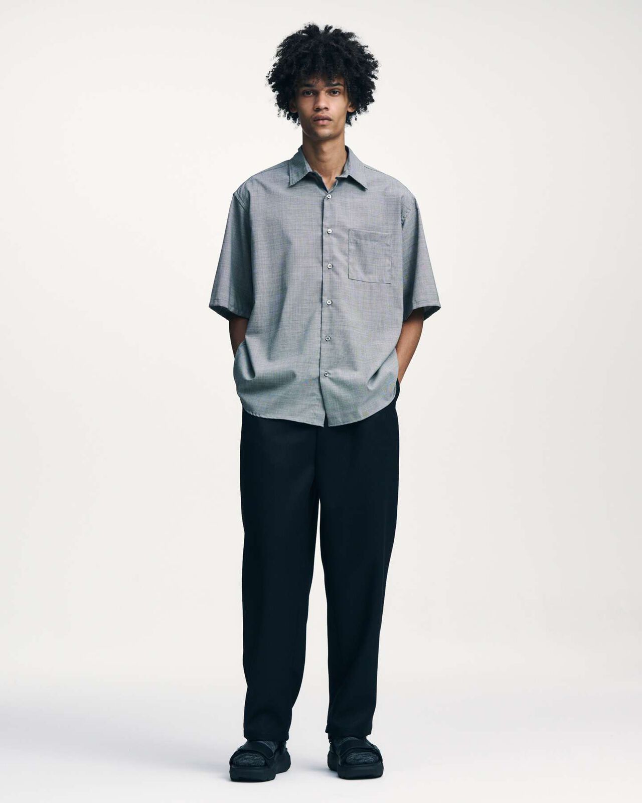 TROPICAL CHECK RELAX-FIT S/S SHIRT,A, large image number 6