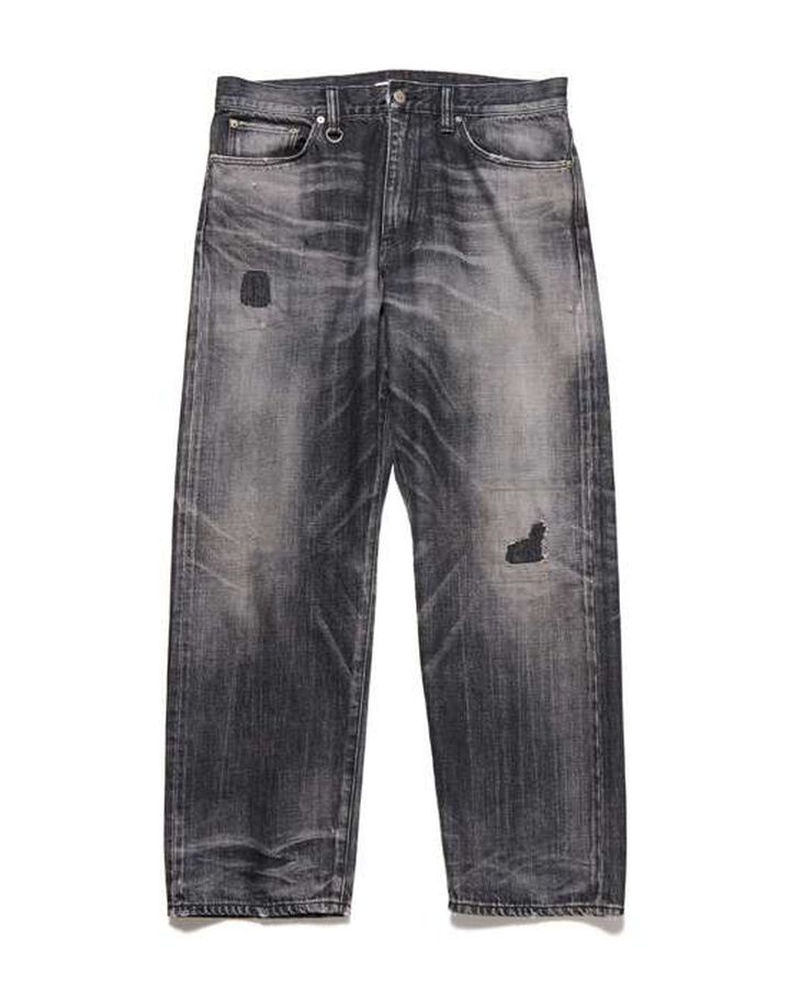 DAMAGED REGULAR FIT JEANS,BLACK, medium image number 0