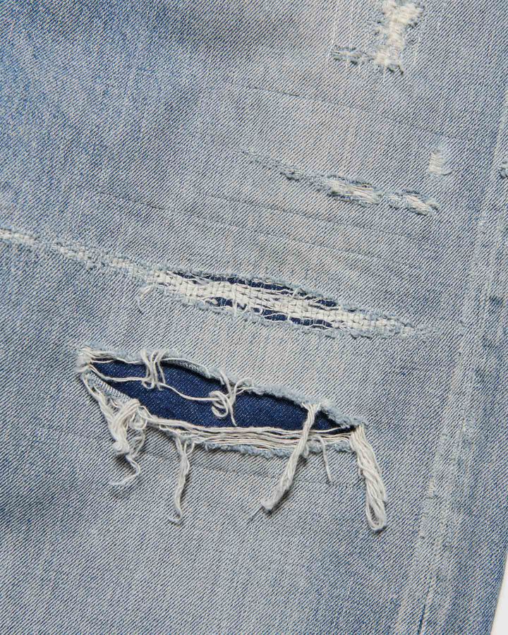DAMAGED DENIM REGULAR-FIT JEANS,LIGHT INDIGO, medium image number 2