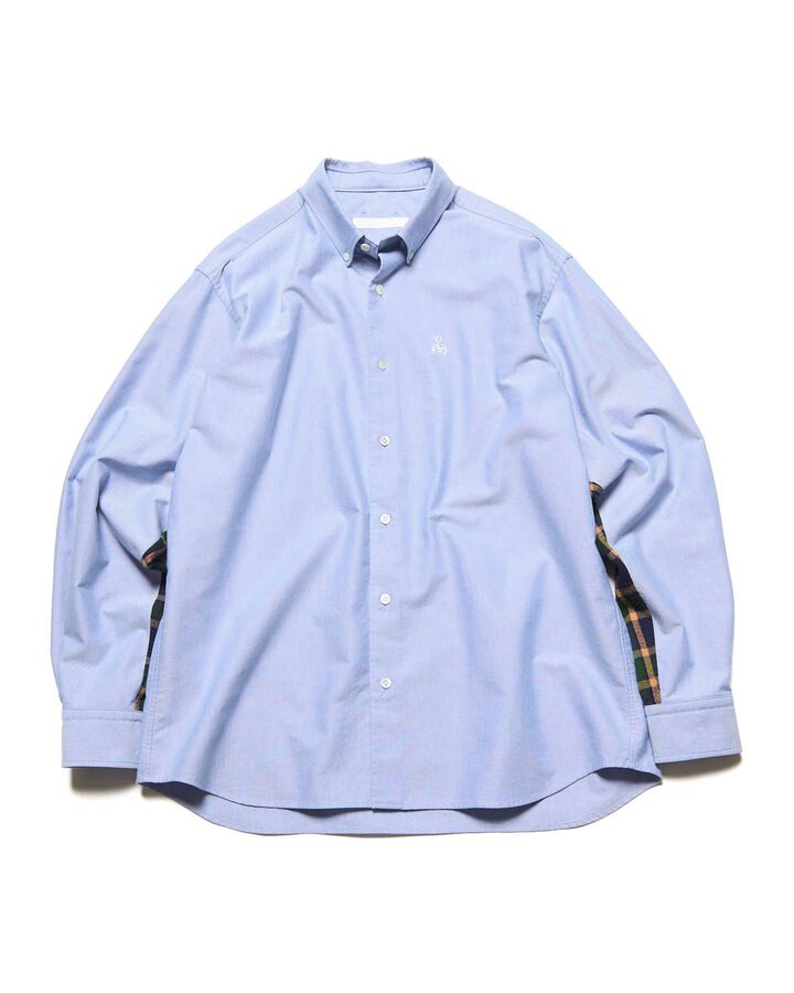 CHECK PANELED B.D SHIRT,BLUE, medium