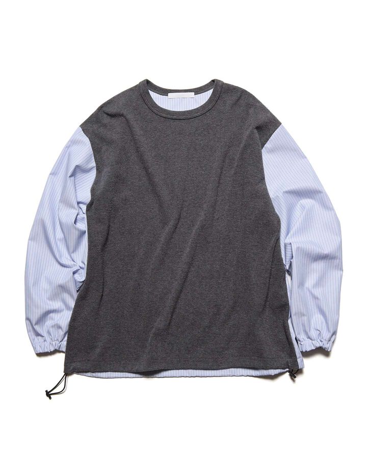 FABRIC-MIX L/S TOP,LIGHT BLUE, medium