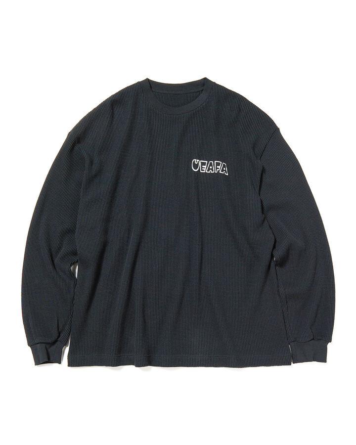 UEAFA WAFFLE L/S BAGGY TEE,BLACK, medium