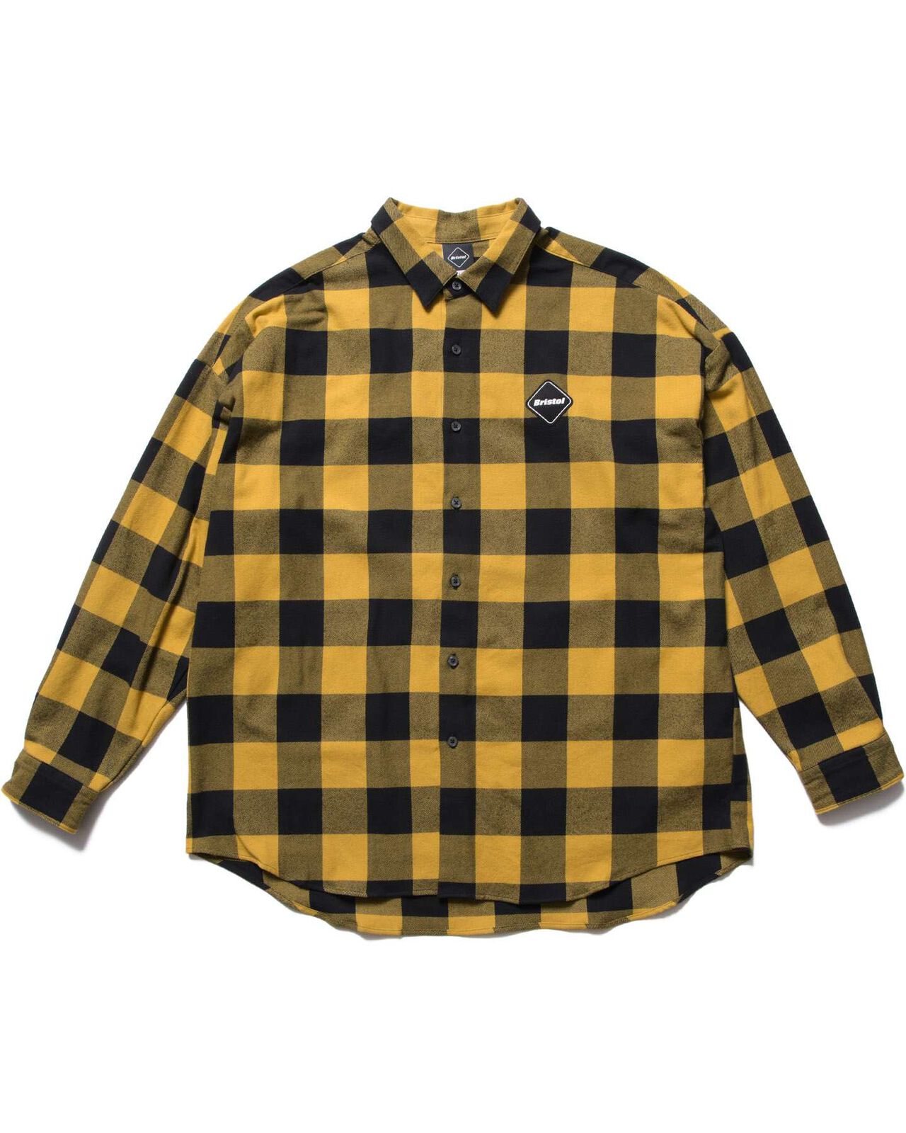 BIG LOGO FLANNEL BAGGY SHIRT,MUSTARD, large image number 0
