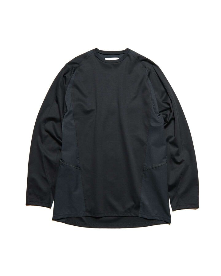 SUPIMA COTTON L/S FOOTBALL TEE,BLACK, medium