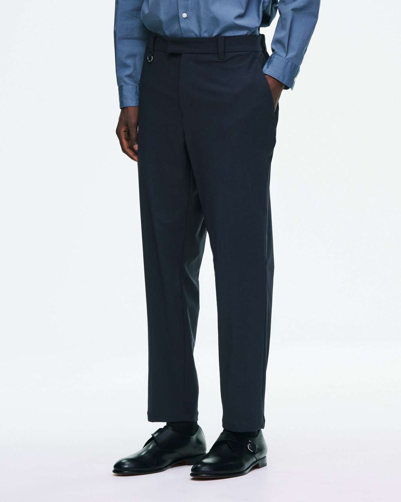 4-WAY STRETCH SLIM-FIT SHIRRING SLACKS,CHARCOAL GRAY, large image number 6
