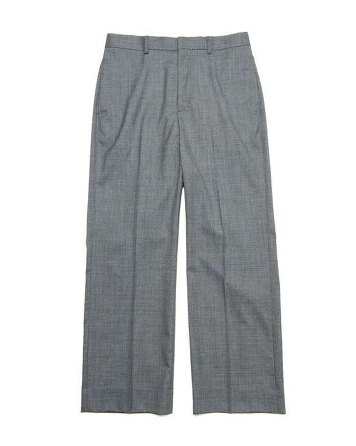 SUMMER MERINO WOOL STRAIGHT FIT SLACKS,GRAY, medium image number 0