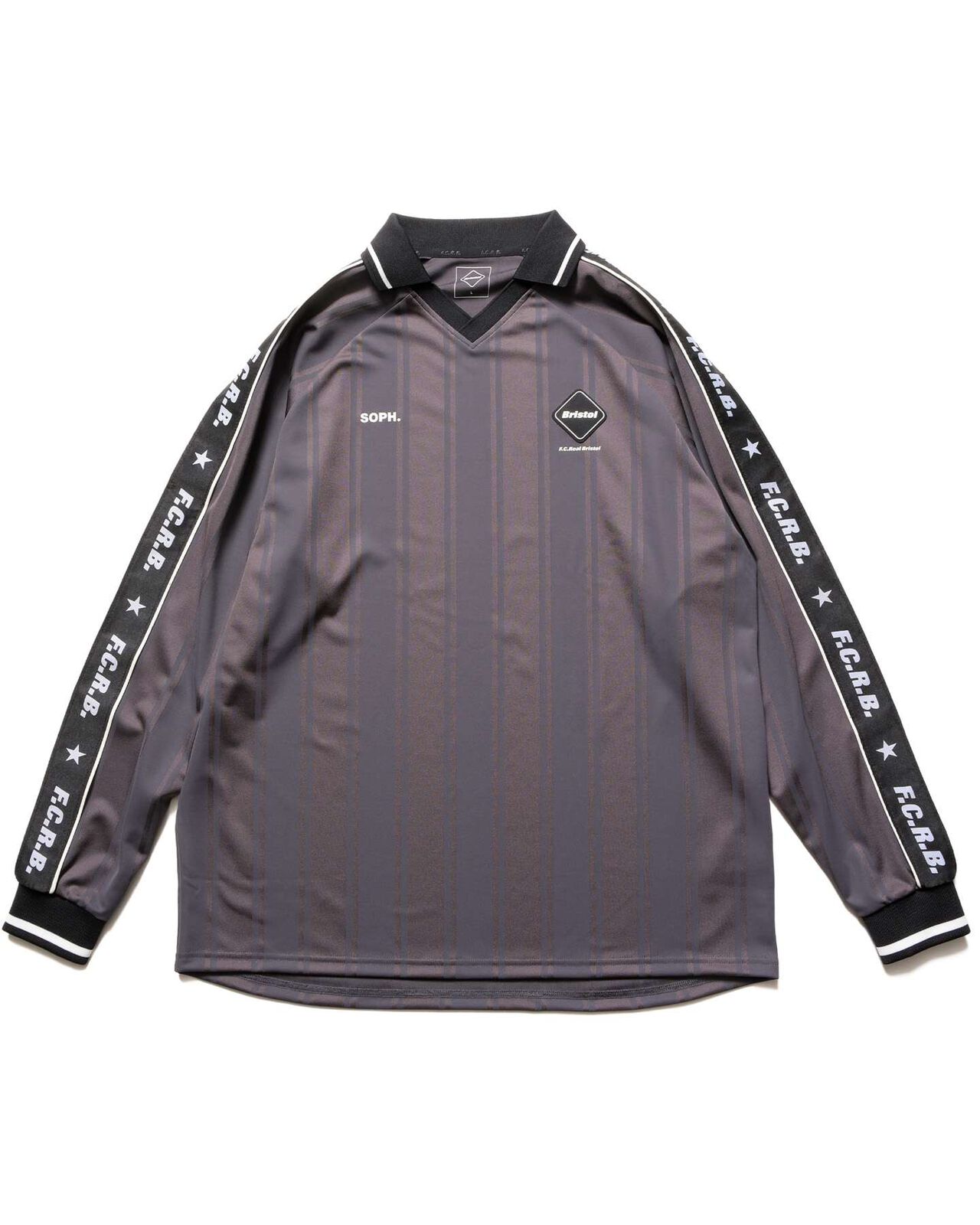SHADOW WEAVE STRIPE L/S TOP,CHARCOAL GRAY, large image number 0