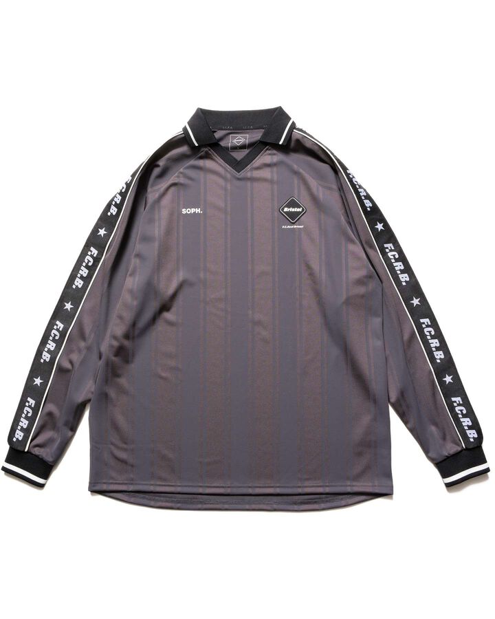 SHADOW WEAVE STRIPE L/S TOP,CHARCOAL GRAY, medium