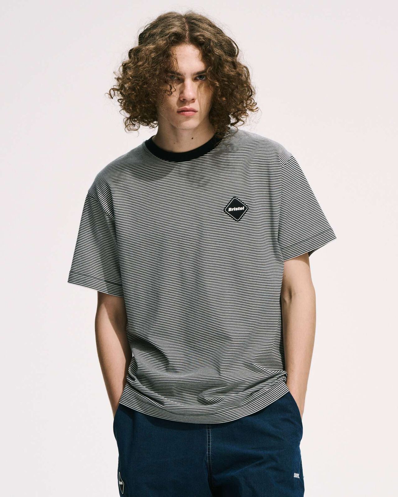 BORDER TEE,NAVY, large image number 3
