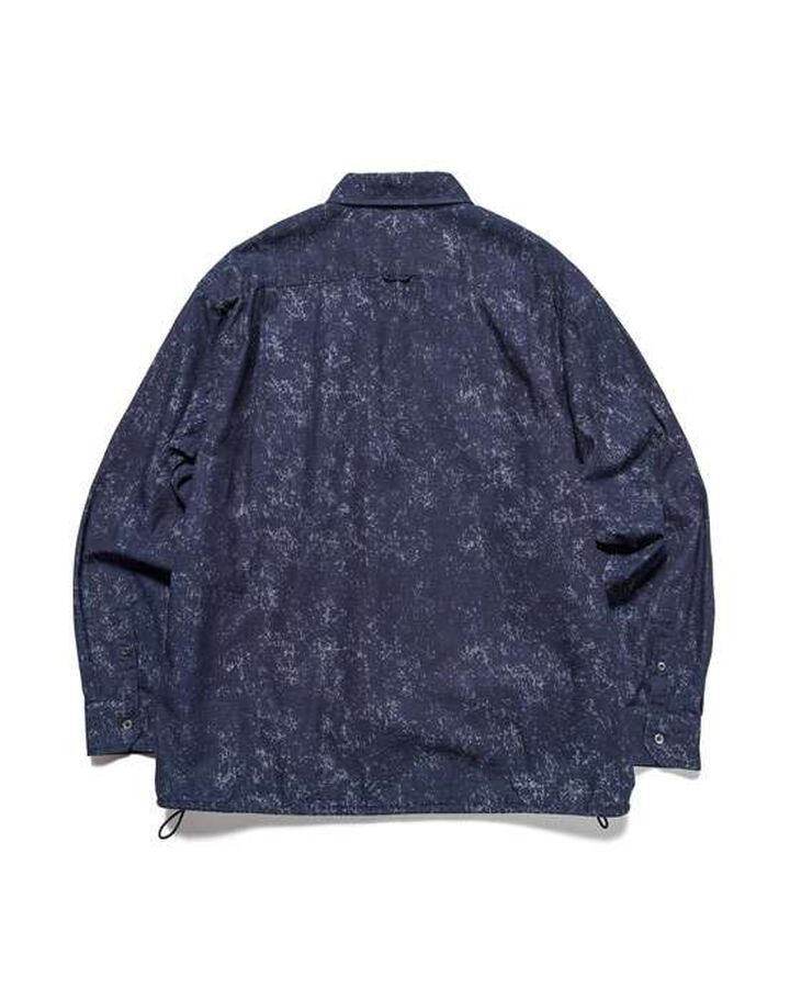 INDIGO PRINT DRAWCORD SHIRT,NAVY, medium image number 1