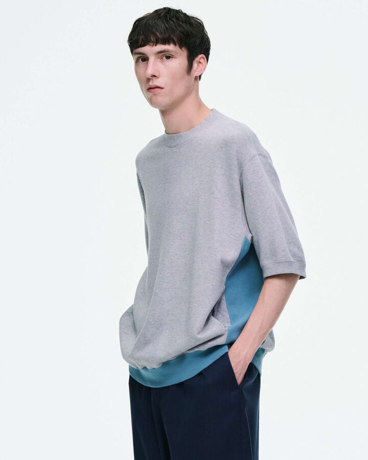 SIDE POCKET S/S CREWNECK SWEAT,BLACK, medium image number 4