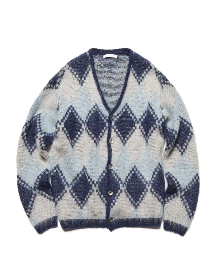 MOHAIR ARGYLE CARDIGAN,BLUE, medium