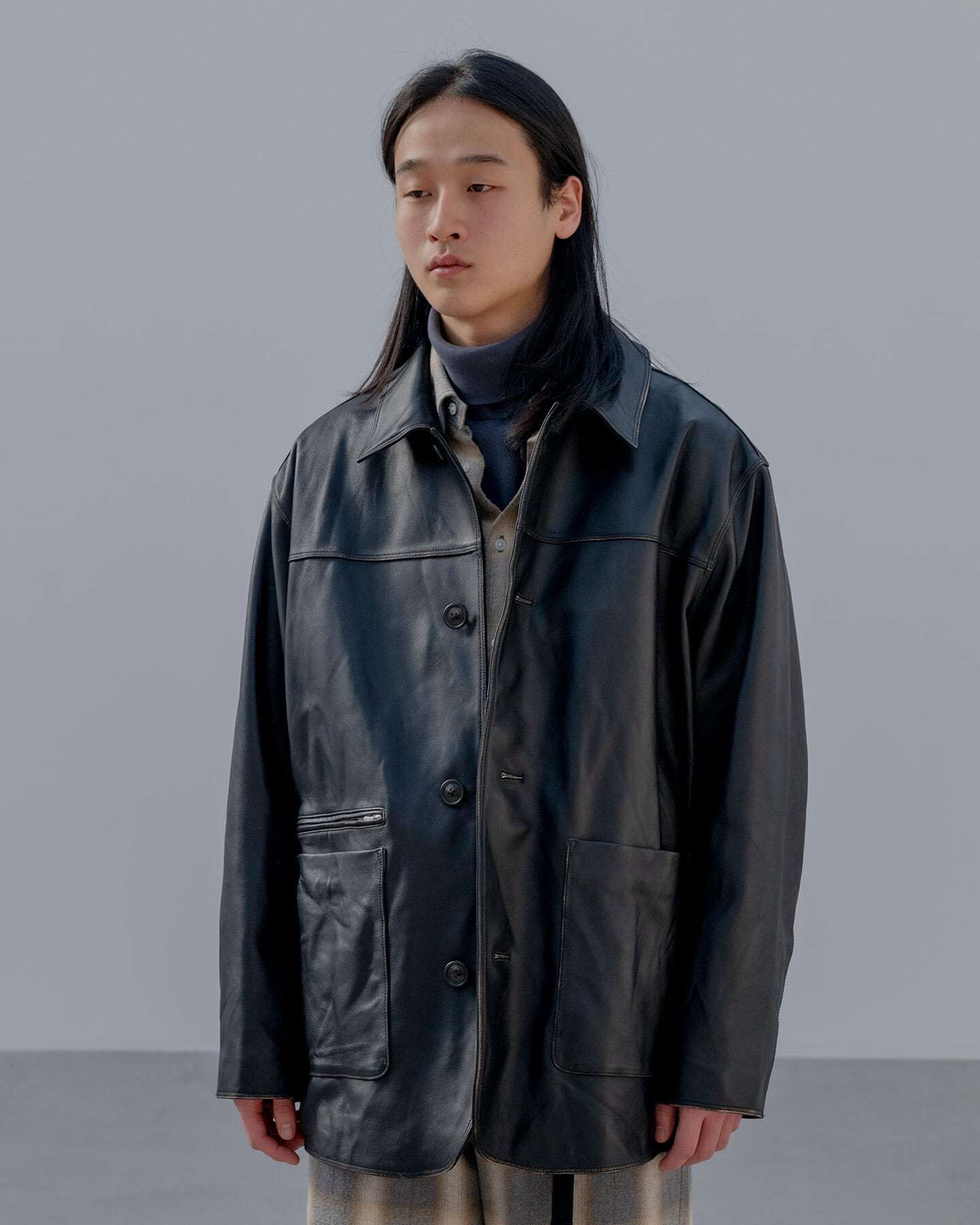 LEATHER CAR COAT