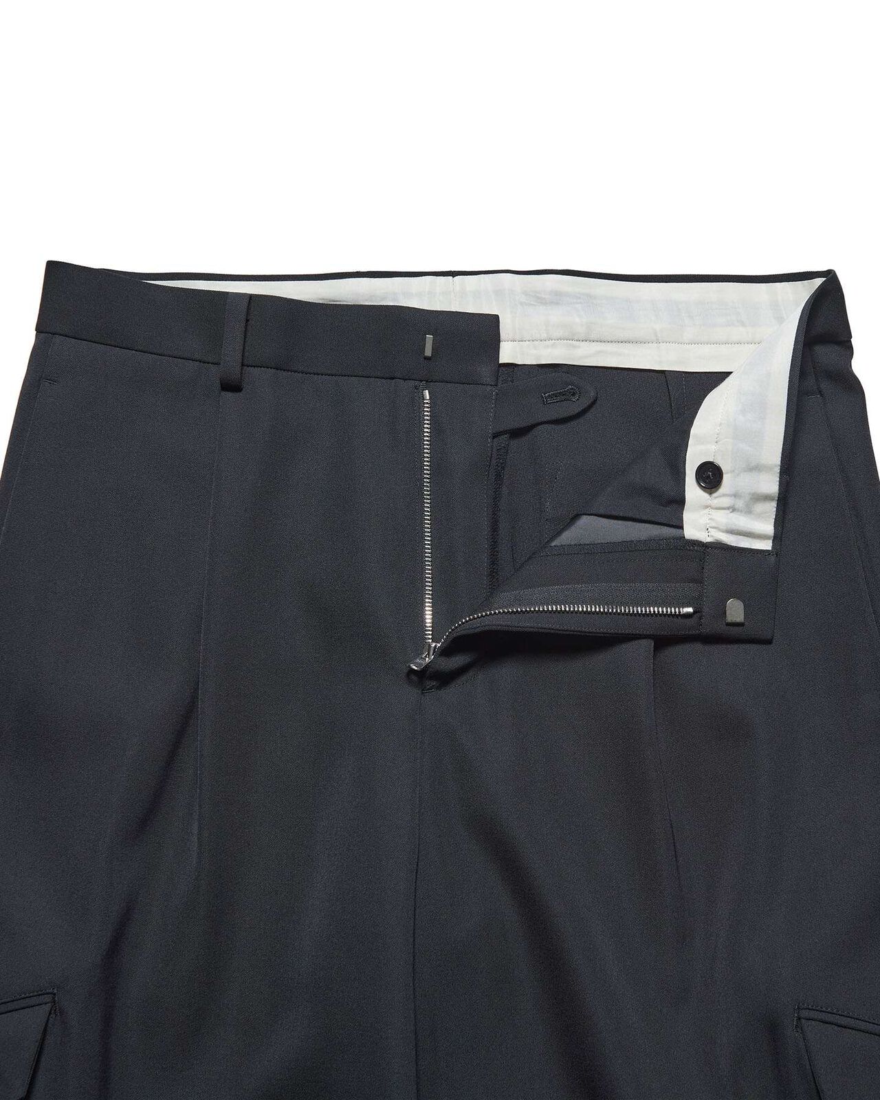 DOESKIN WOOL SIDE POCKET SLACKS,BLACK, large image number 3