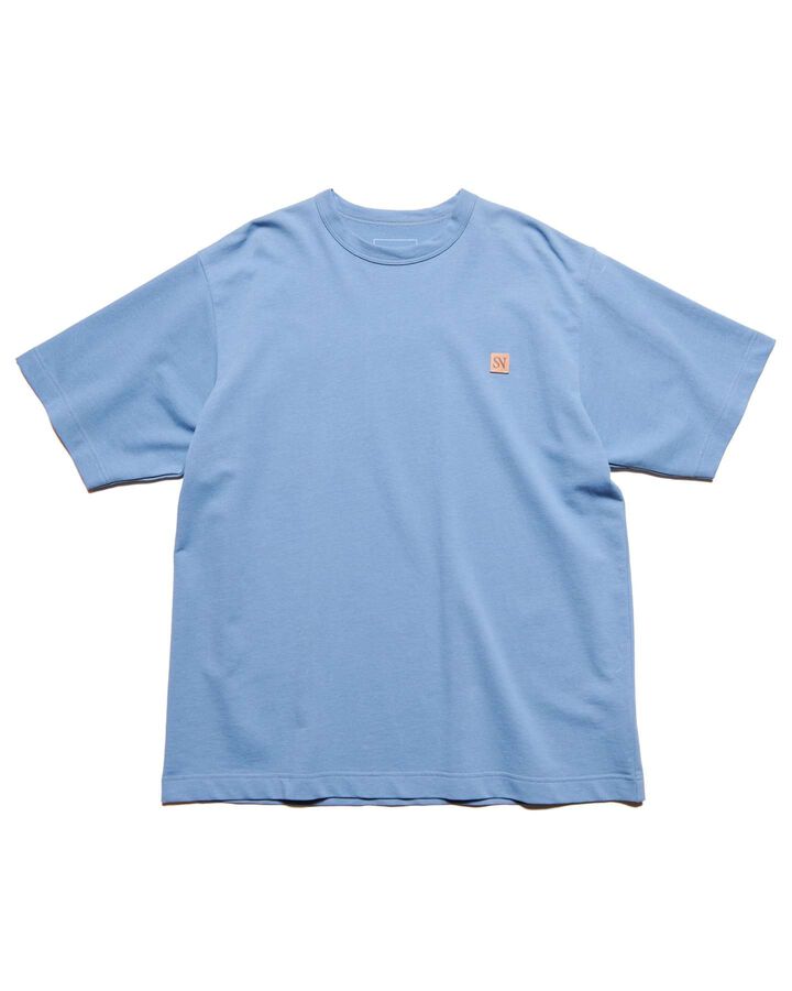 LEATHER PATCH WIDE TEE,LIGHT BLUE, medium
