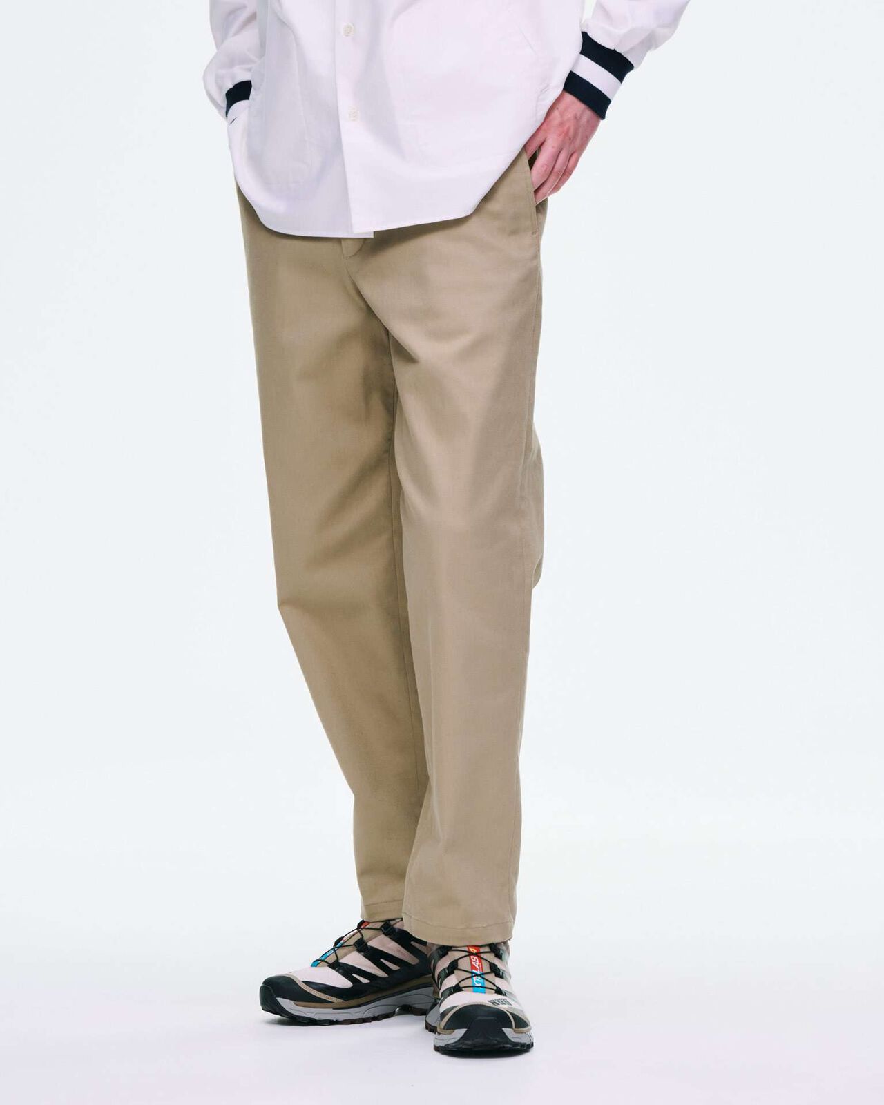 STRETCH TWILL SLIM SLACKS,BLACK, large image number 3
