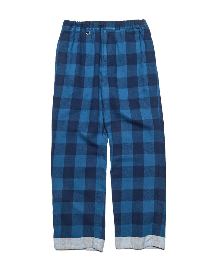 LINE FLANNEL CHECK EASY PANTS,BLUE, medium