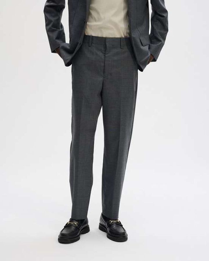 SUMMER MERINO WOOL TAPERED EASY SLACKS,GRAY, medium image number 4