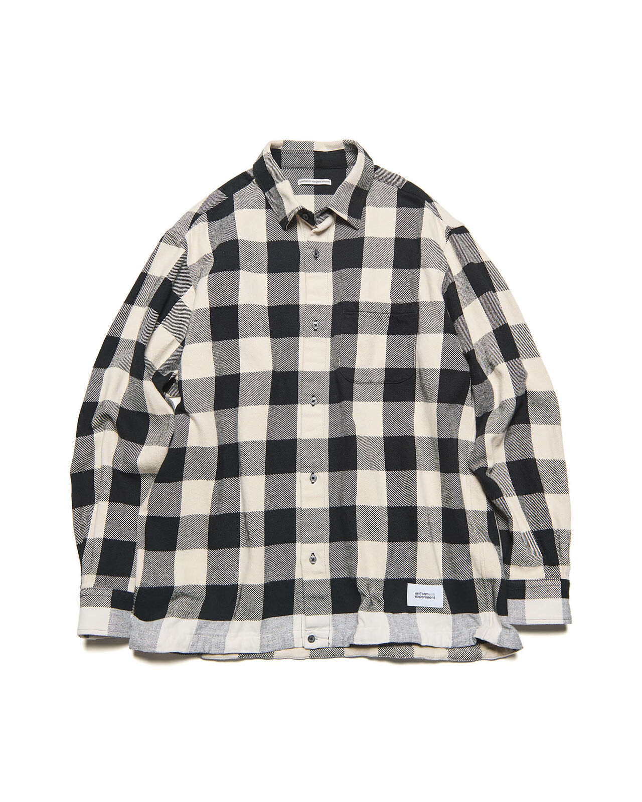 LINE FLANNEL CHECK DRAWCORD SHIRT,BLACK, large image number 0