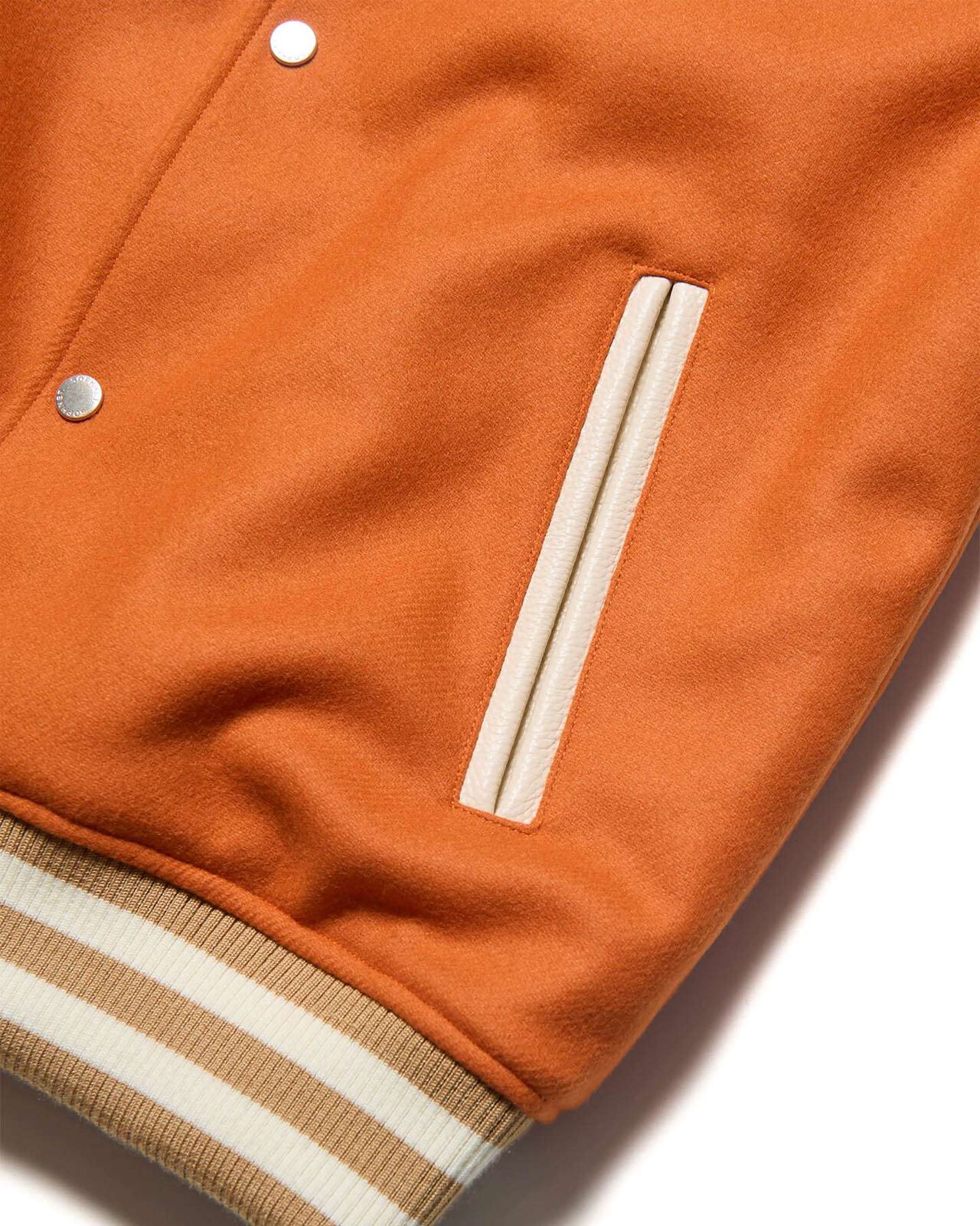 WOOL MELTON VARSITY JACKET,ORANGE, large image number 2