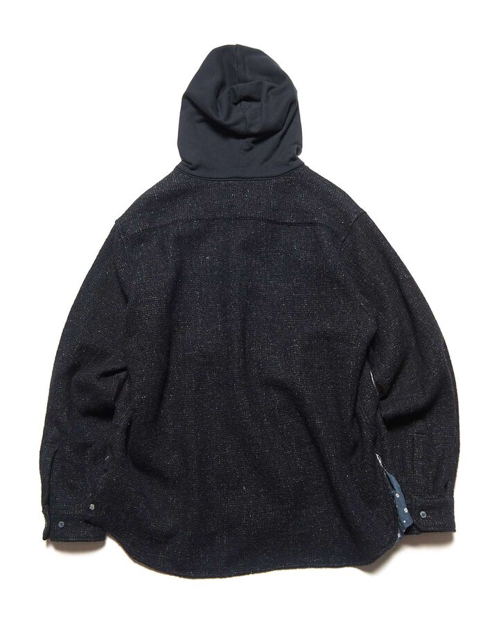 LINEN WOOL HOODED SHIRT,BLACK, medium image number 1