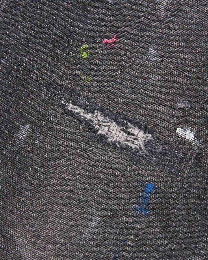 DAMAGED DENIM WIDE-FIT JEANS,BLACK, medium image number 4