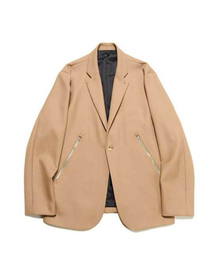 ZIP POCKET 1BUTTON JACKET,BEIGE, medium