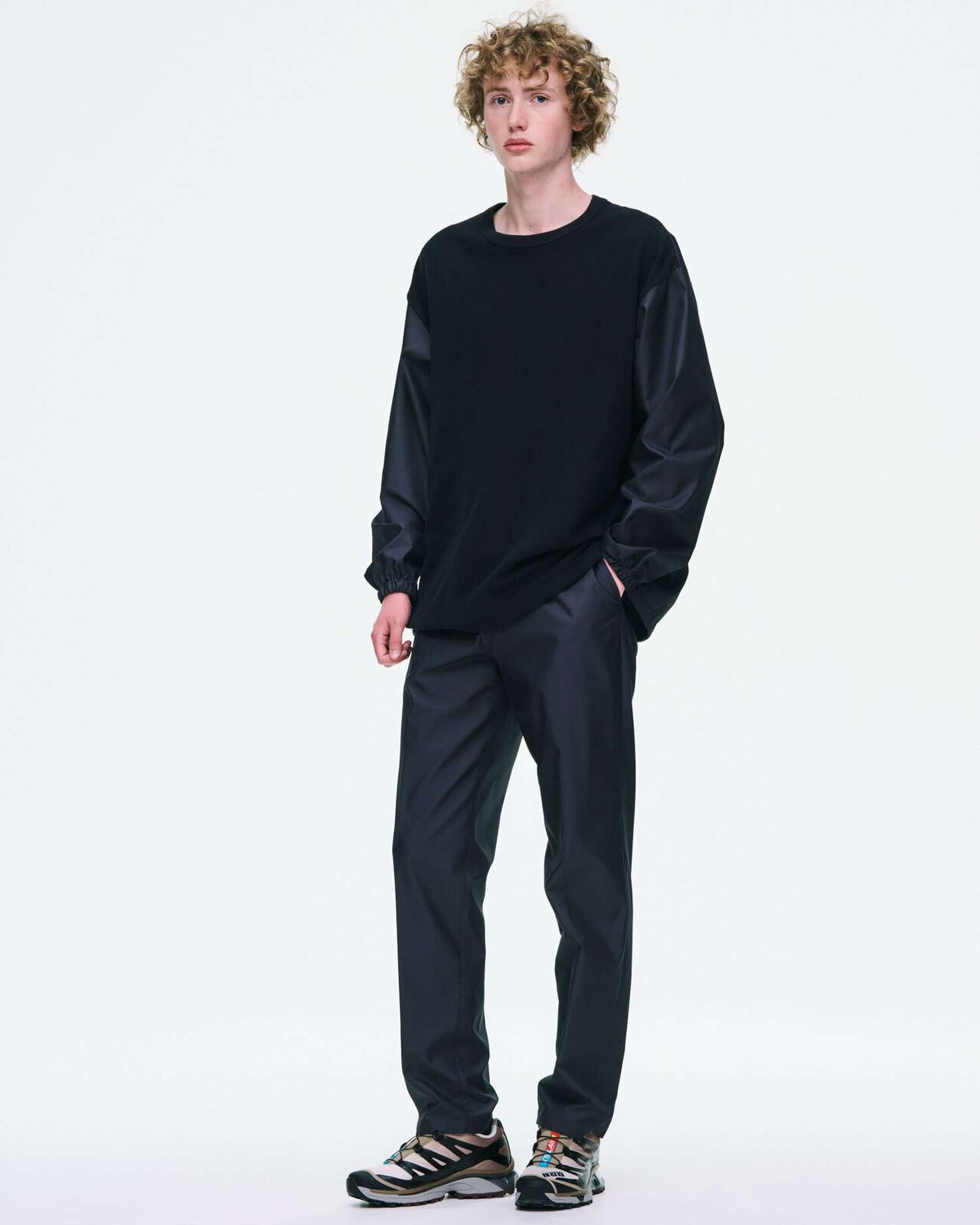 FABRIC-MIX L/S TOP,LIGHT BLUE, large image number 7