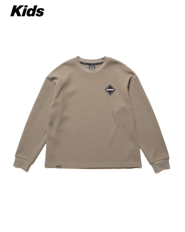 TECH WAFFLE L/S LOUNGE TOP,GREIGE, medium image number 0