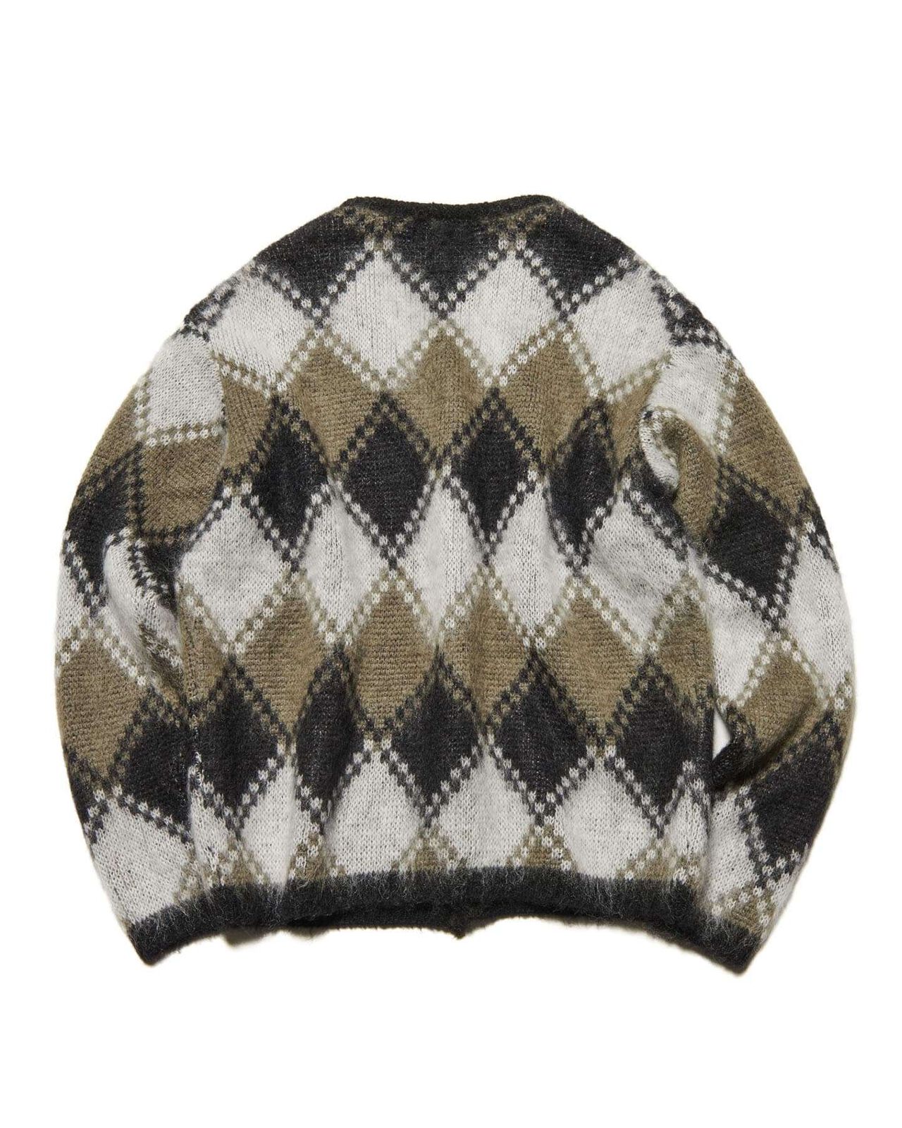 MOHAIR ARGYLE CARDIGAN,KHAKI, large image number 1