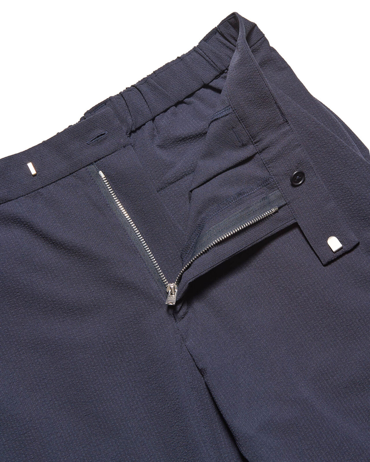 4WAY STRETCH SHIRRING SLIM-FIT SLACKS,NAVY, large image number 3