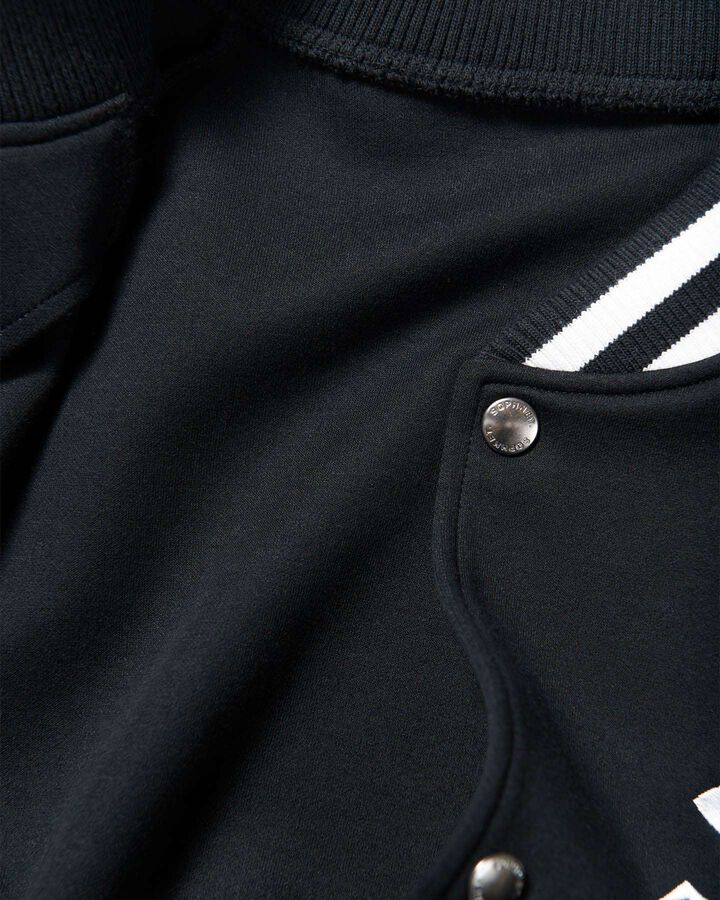 COMPACT DOUBLE KNIT SP LOGO VARSITY JACKET,BLACK, medium image number 3